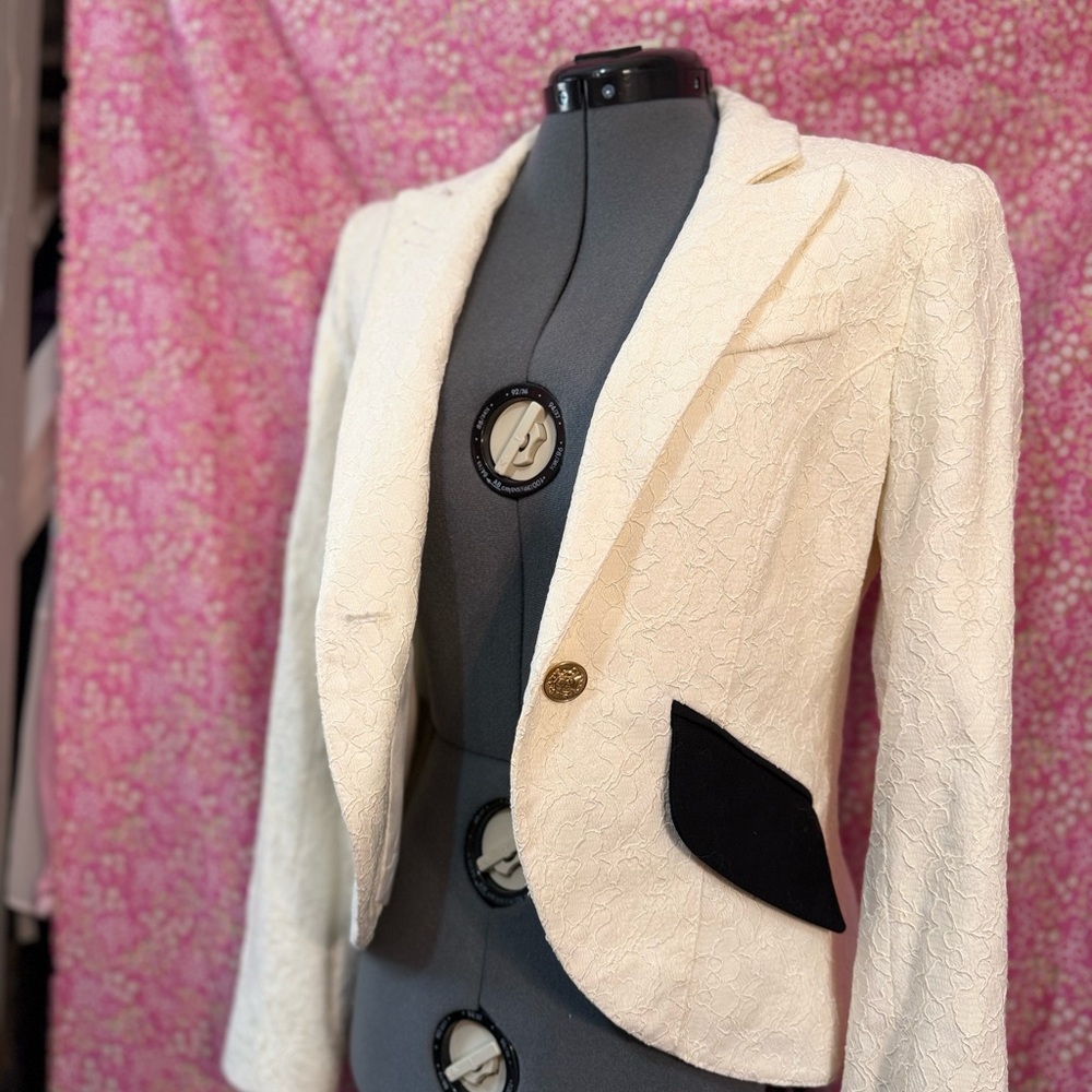Smythe White and Black Blazer Tailored Suit Jacket - Picture 7 of 8